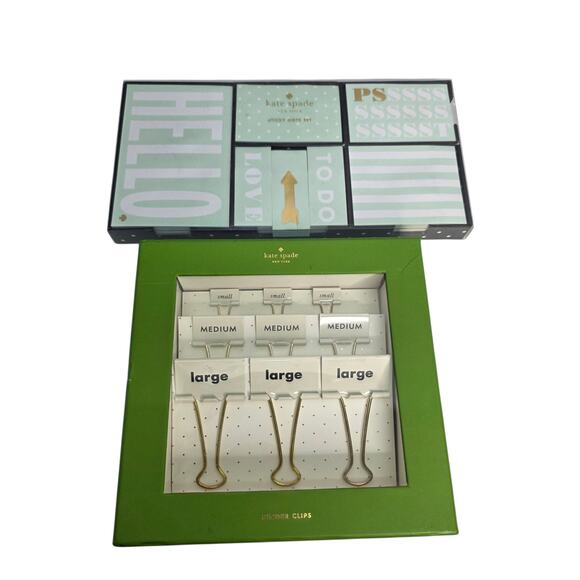 Kate Spade  Different size Binder Clips &  Assortment of  Sticky Note Set New - Picture 1 of 7